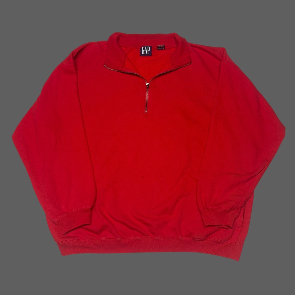 Vintage Gap Red Quarter Zip Fleece Pullover‎ Sweatshirt Mens XL Mock Neck 90s